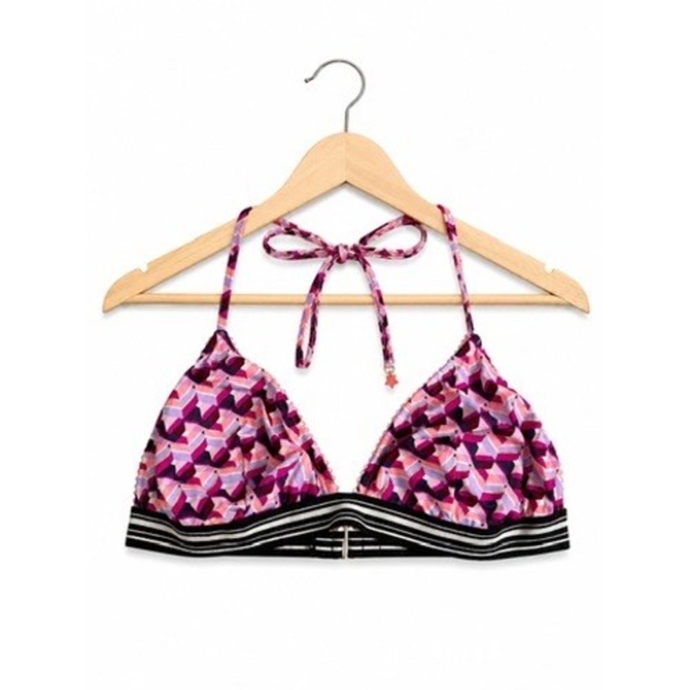 Victoria's Secret Pink Geometric Metallic Triangle Bikini Top L Adjustable Swim